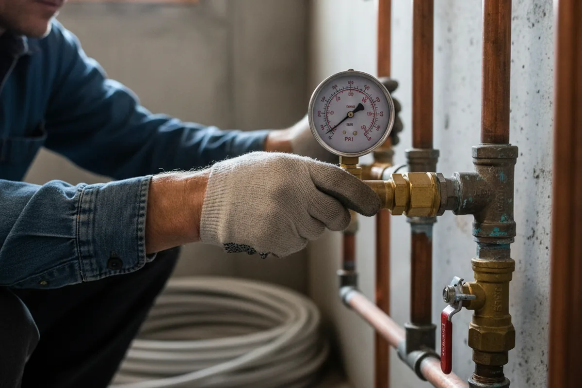 Pressure testing a repaired line during Water Line Repair in Supply